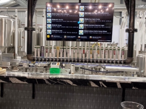 Photo displaying the taps at Divots Brewery in Norfolk