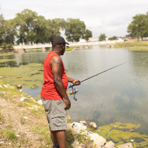 Man fishing at Ta-Ha-Zouka Park